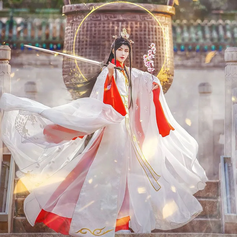 天官赐福cos服太子悦神谢怜古风古装汉服孔雀拟人红白衣谢怜婚服