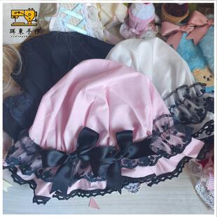 珥东手作Lolita黑粉bb帽doll感发饰lo娘小物黑色蕾丝帽子头饰蝴蝶