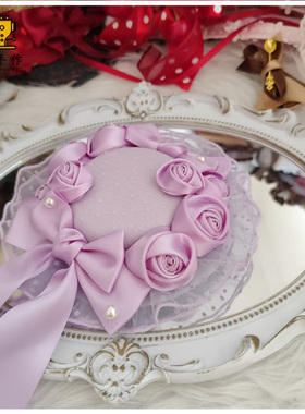 珥东手作Lolita优雅浅紫色玫瑰花仙气小礼帽cla系发饰夹子lo娘饰