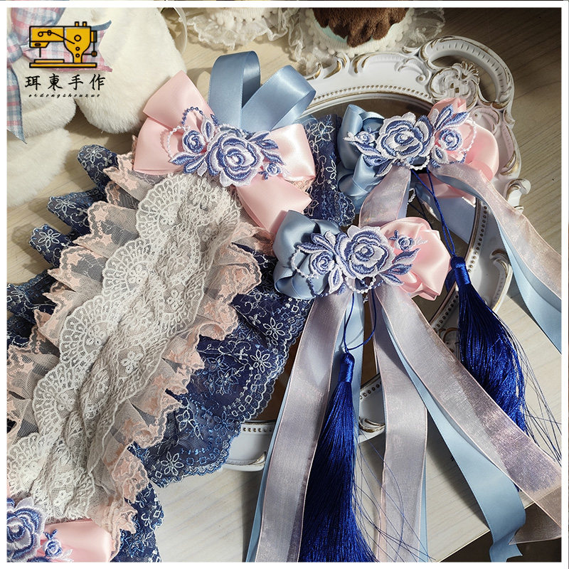 珥东手作Lolita摇篮曲梨园梦瓷蓝粉蕾丝发带doll感小物配饰青花,模玩/动漫/周边/娃圈三坑/桌游,lolita洛丽塔配饰小物/道具,淘宝优惠券,粉丝福利购,淘宝优惠卷