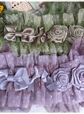 珥东手作Lolita灰紫色玫瑰花发带流浪诗人与她的鸟小物落雨紫藤lo