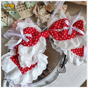 珥东手作Lolita红色圆点蝴蝶结kc头饰lo娘doll感发饰发箍可凹造型