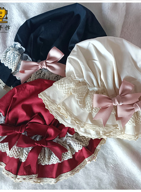 珥东手作doll感古董娃娃墙Lolita蝴蝶结帽子洛丽塔蕾丝睡帽bb帽