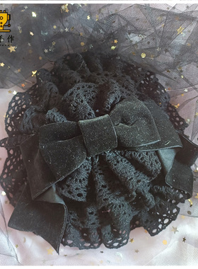 珥东手作Lolita黑色蕾丝小礼帽扁帽蝴蝶结lo娘百搭简约小物夹子