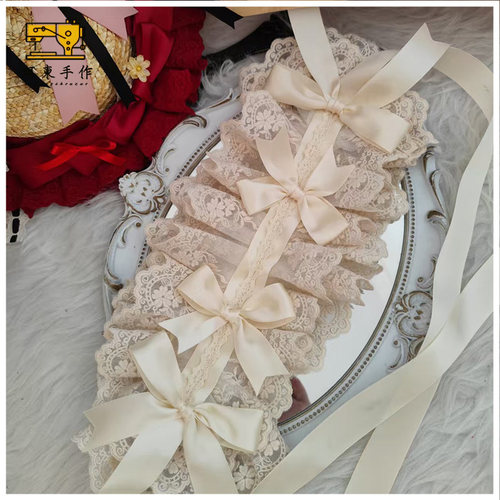 珥东手作Lolita生成色蕾丝奶白色蝴蝶结百搭甜美日系少女发饰夹子