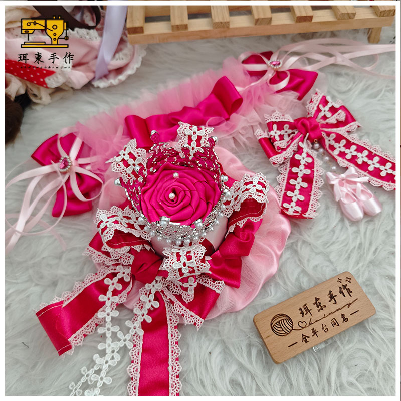 珥东手作Lolita芭比粉色联名发带小礼帽胡桃夹子头饰边夹芭蕾舞