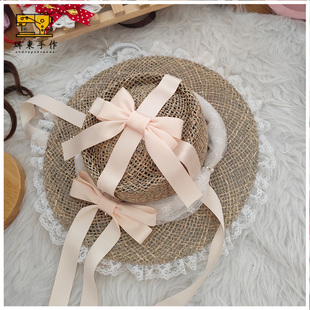 珥东手作Lolita彼得兔联名蕾丝草帽百搭发饰帽子汉洋折衷搭配饰品