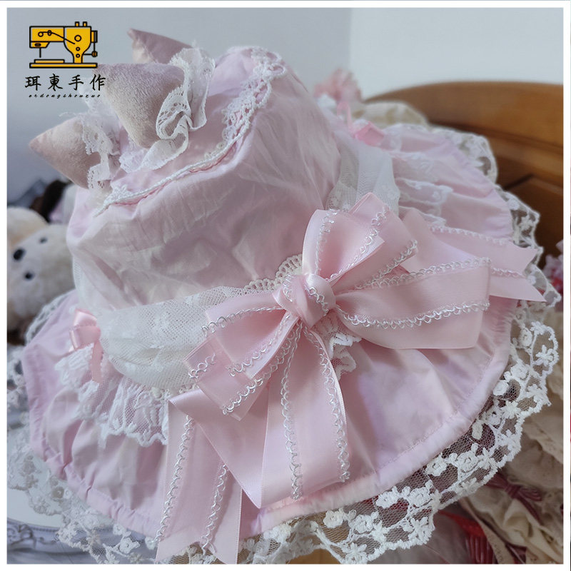 珥东手作Lolita粉色草莓伞帽美乐蒂联名发饰帽子lo娘裙配可爱甜美图片
