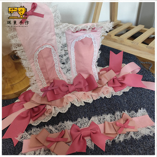珥东手作Lolita花与珍珠匣粉色蝴蝶结小兔兔耳发带小物项圈lo娘裙