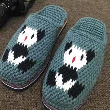 新品防滑拖鞋纯手工毛线拖鞋家居拖鞋婚嫁拖鞋熊猫拖鞋,女鞋,包头拖,淘宝优惠券,粉丝福利购,淘宝优惠卷