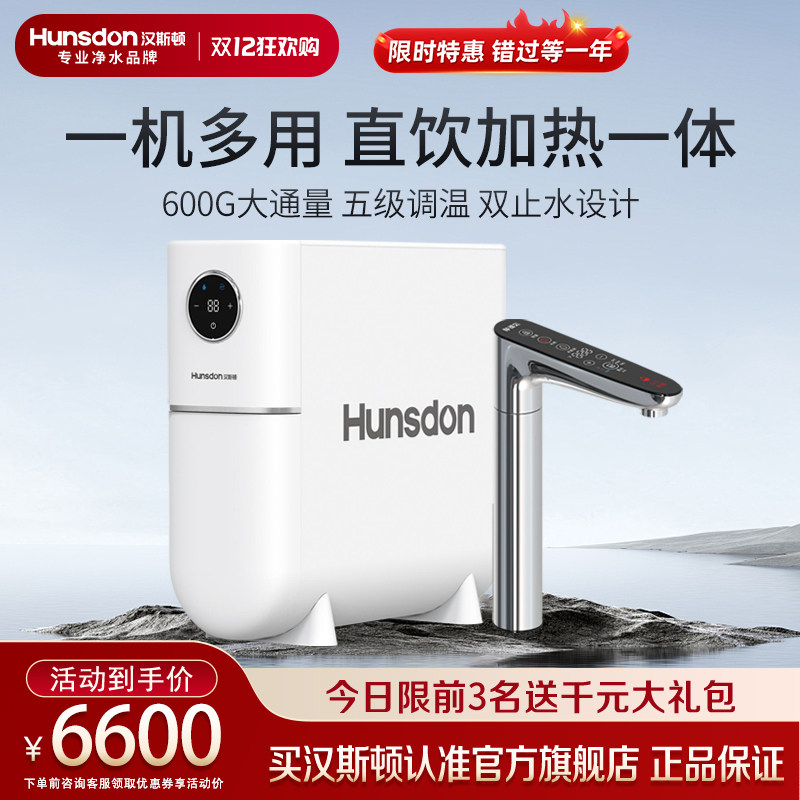 汉斯顿净水器0阻垢剂直饮加热一体机家用反渗透零陈水纯水机T60