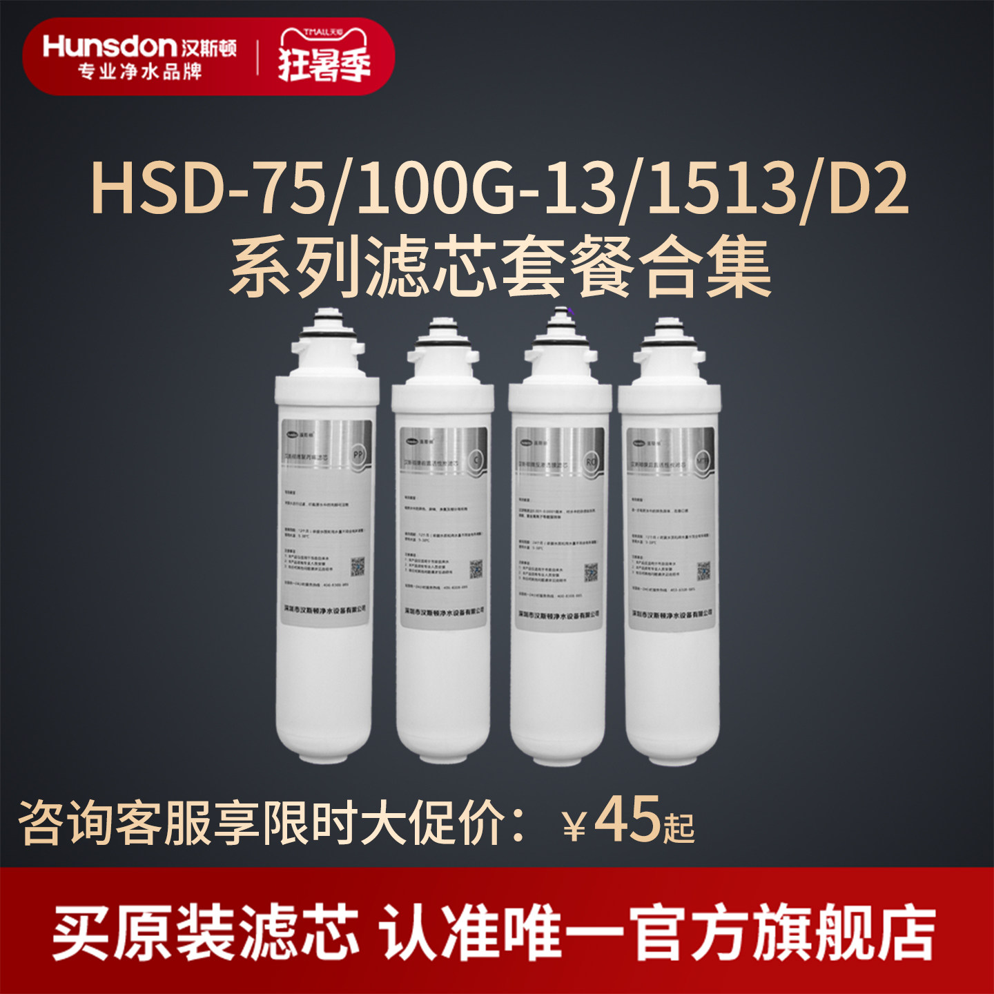 汉斯顿净水器滤芯原厂原装正品HSD-1513/13/D2滤芯套餐合集