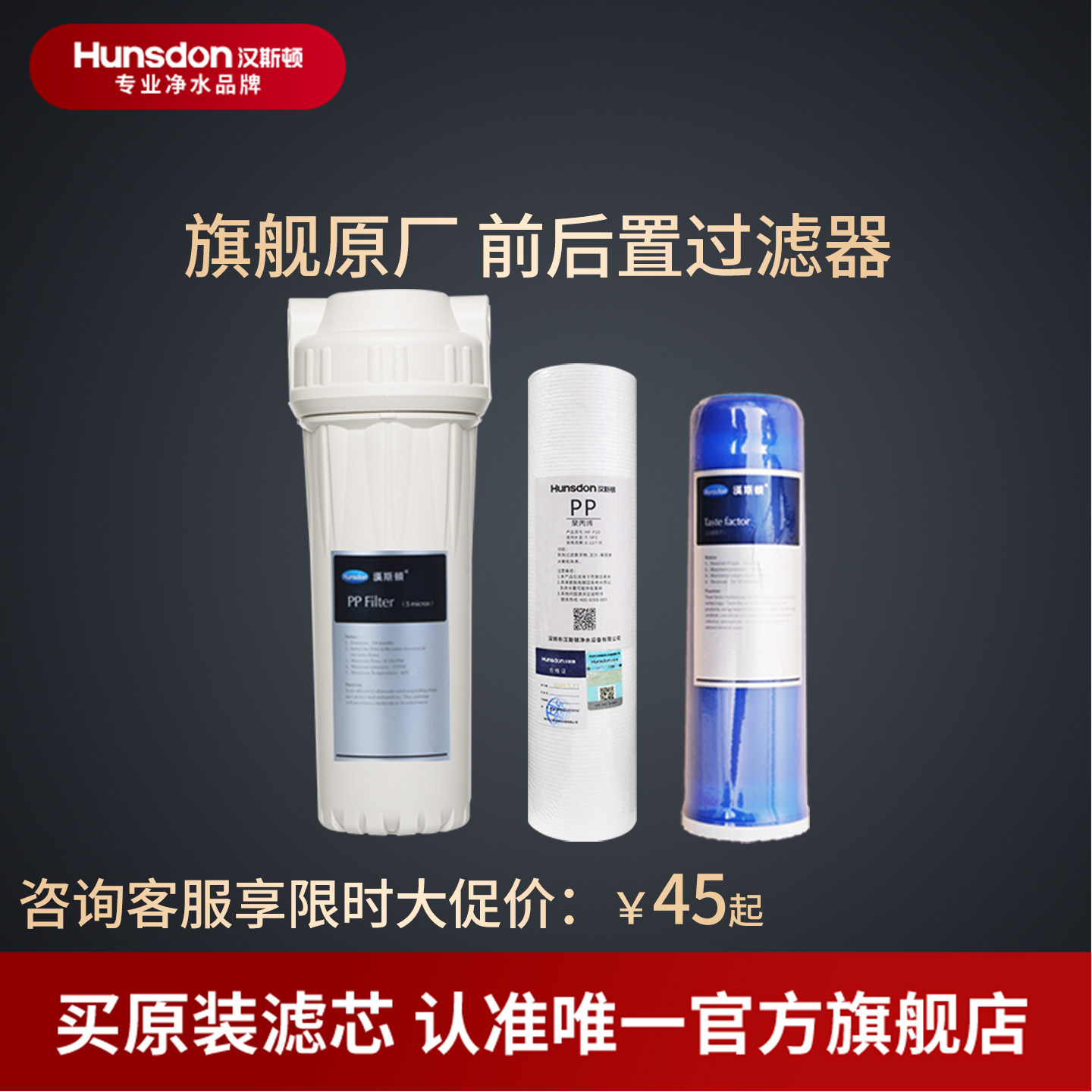 汉斯顿净水器滤芯原装正品前后置过滤器口感因子滤芯