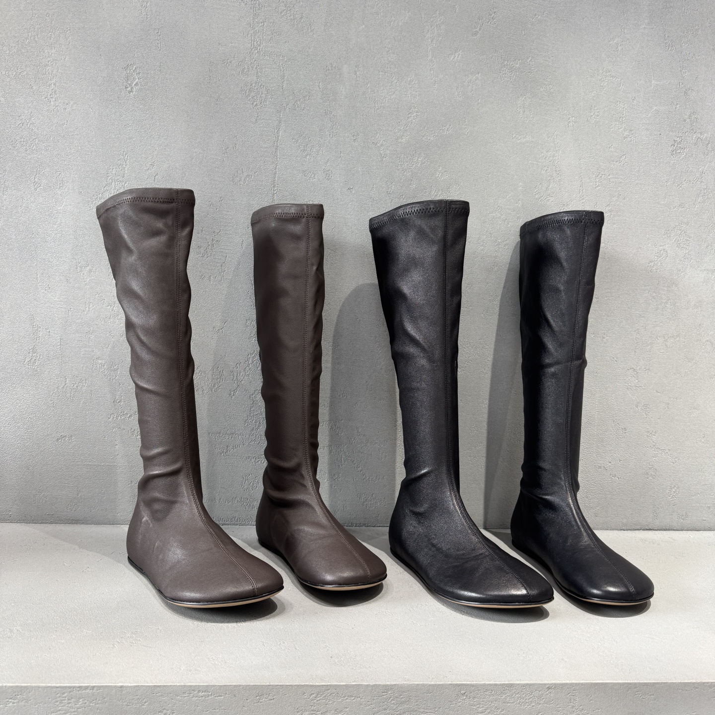 先锋名典平底弹力靴不过膝长靴女