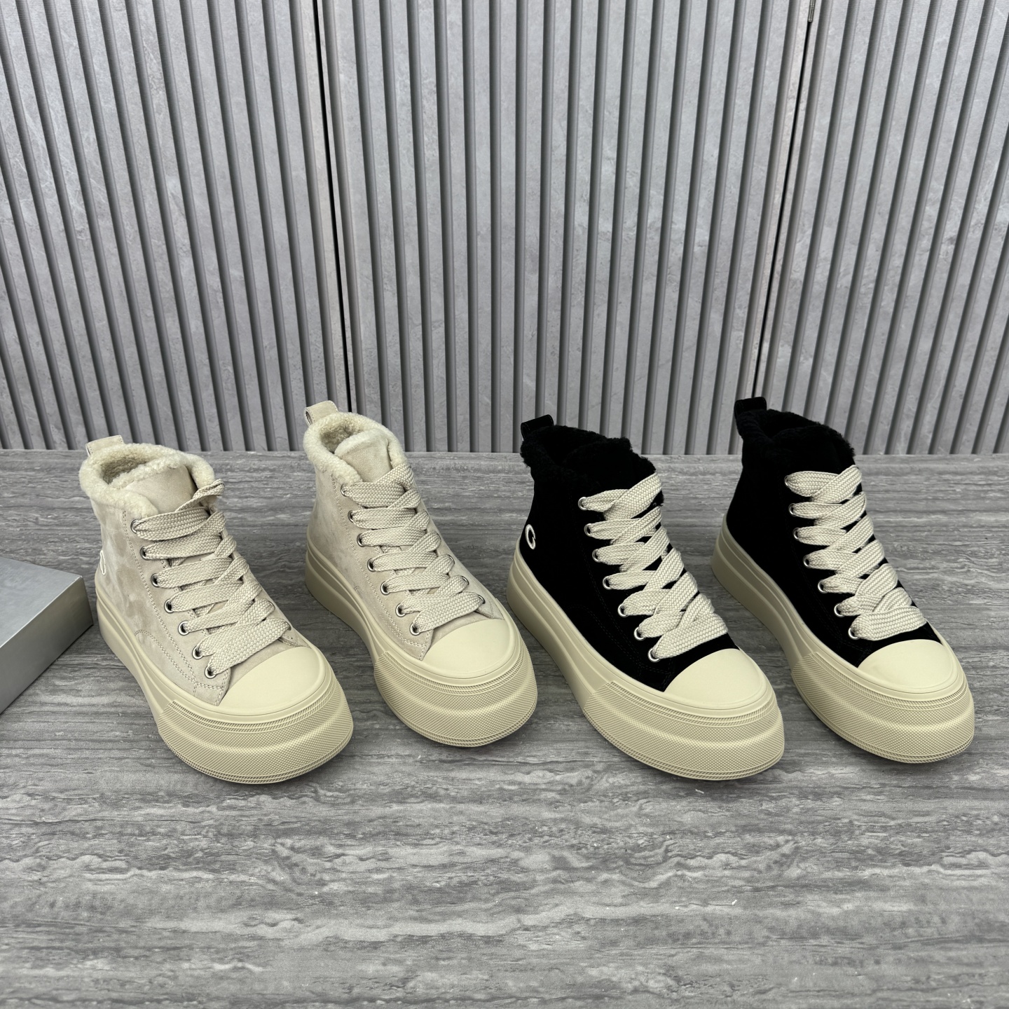 厚底增高磨砂皮女短靴加绒高帮鞋