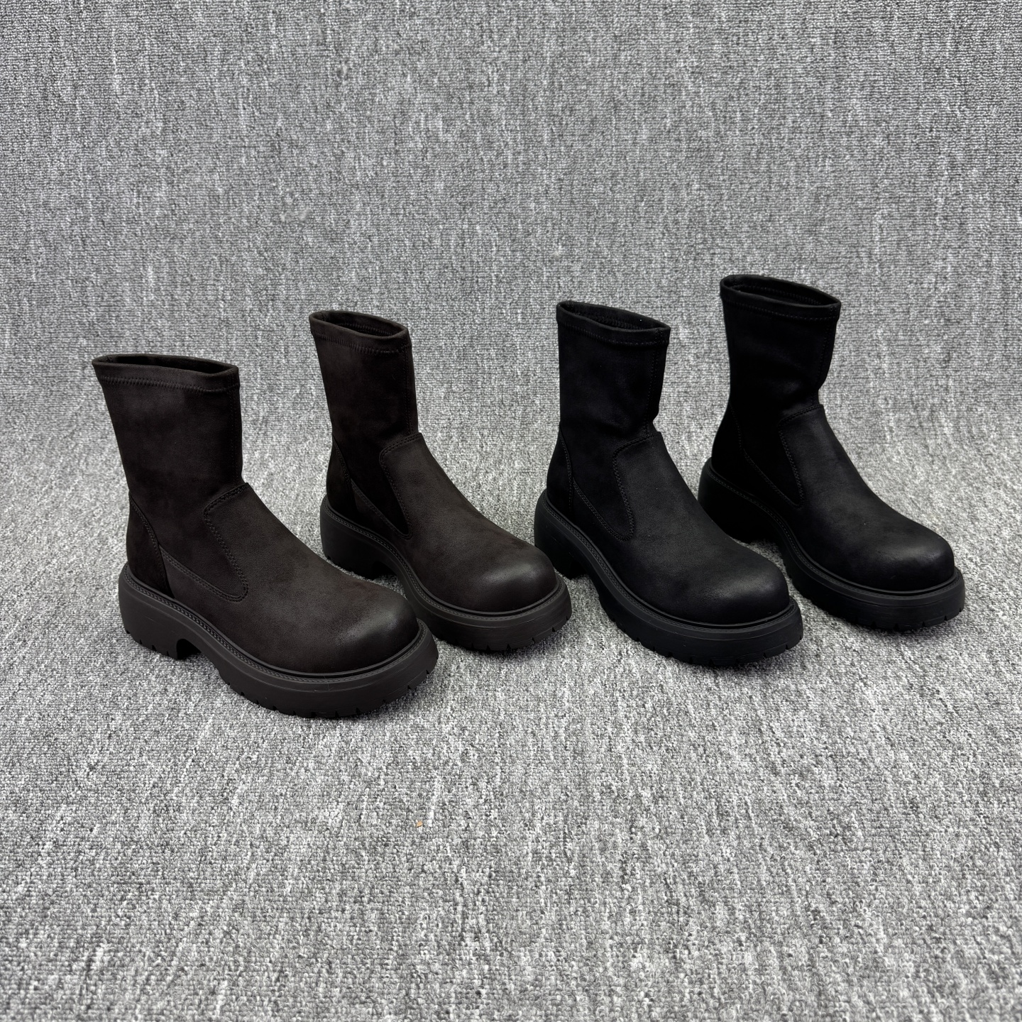 高跟厚底弹力靴时尚真皮短筒女靴