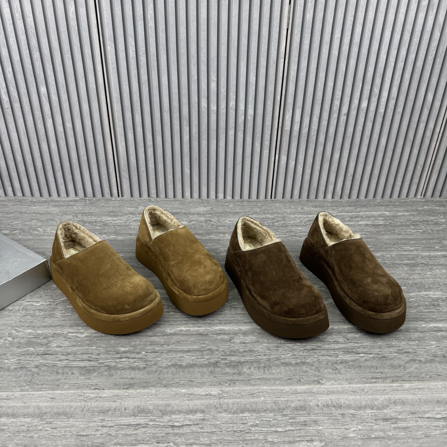 一脚蹬两穿棉鞋加绒厚底勃肯鞋女