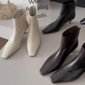 WM6欧洲站欧货2025秋季 靴女 瘦瘦靴高跟方头简约时装 新款 真皮法式