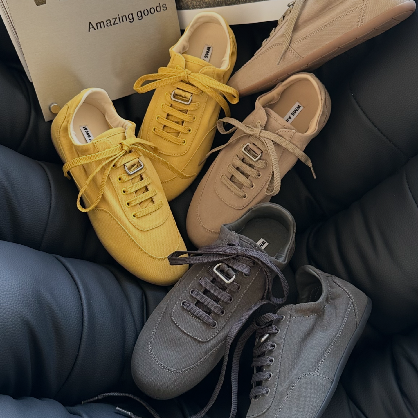 WM6欧洲站欧货2026春季新款圆头百搭系带平底休闲鞋布面德训鞋女,女鞋,德训鞋,淘宝优惠券,粉丝福利购,淘宝优惠卷