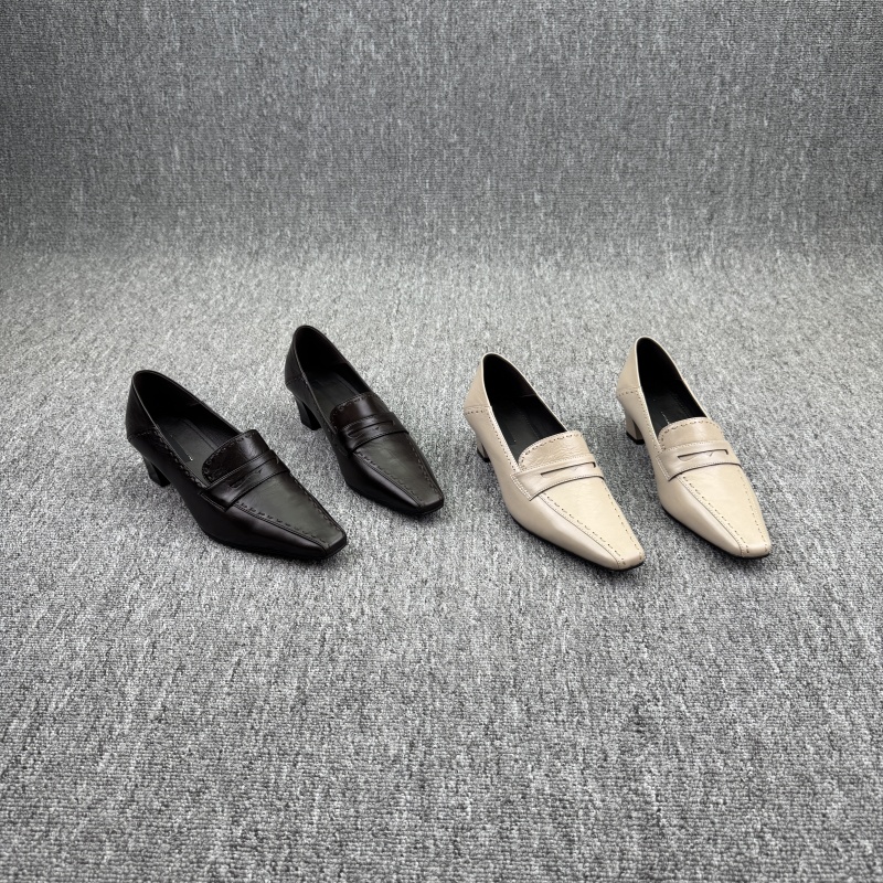 单鞋方头真皮高跟英伦风小皮鞋女