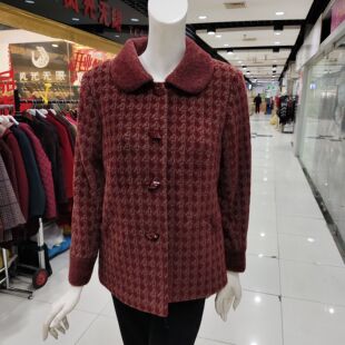 中老年衣服女秋装时尚外套妈妈装洋气老人秋冬毛呢大衣老太太服装