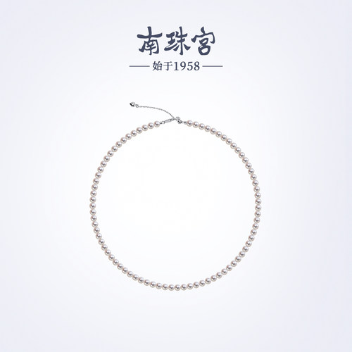 南珠宫淡水珍珠项链女白色圆珠串珠颈链气质百搭 925银