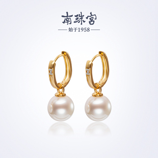 南珠宫925银淡水珍珠耳环耳圈精致耳饰生日礼物送礼女C CYE079SD