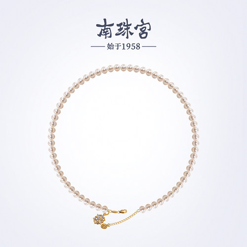 南珠宫雪花925银淡水珍珠项链年轻款送女友生日礼物C-HJX132SD-J