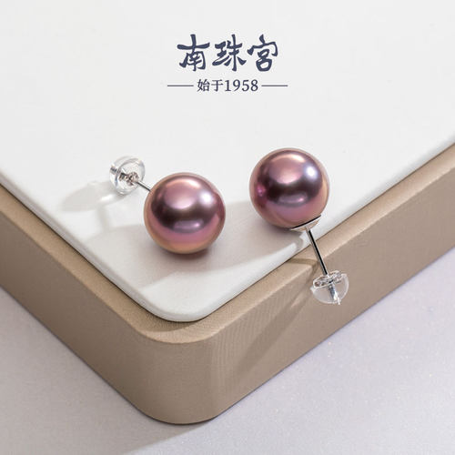南珠宫耳环S925银淡水珍珠