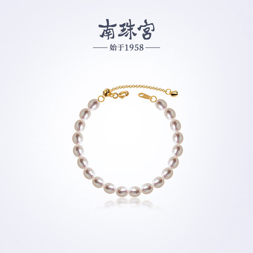 南珠宫925银淡水珍珠手链小米珠年轻款生日礼物送女友C-S081SD-J