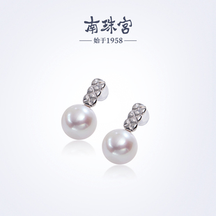 南珠宫月汐 铂金淡水珍珠耳钉轻奢高级感生日礼物送女士CJE094PD