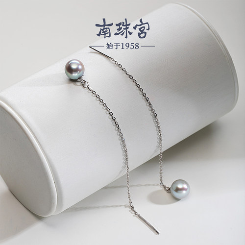 南珠宫海水珍珠耳饰强光近圆