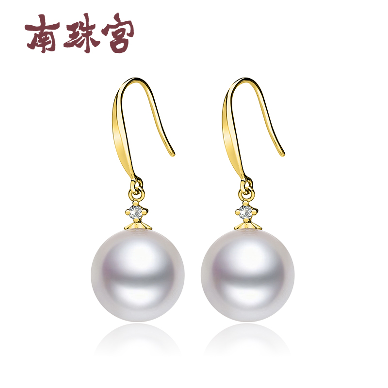 南珠宫灵动 18k金淡水珍珠耳环长款耳坠耳钉女然原创品牌