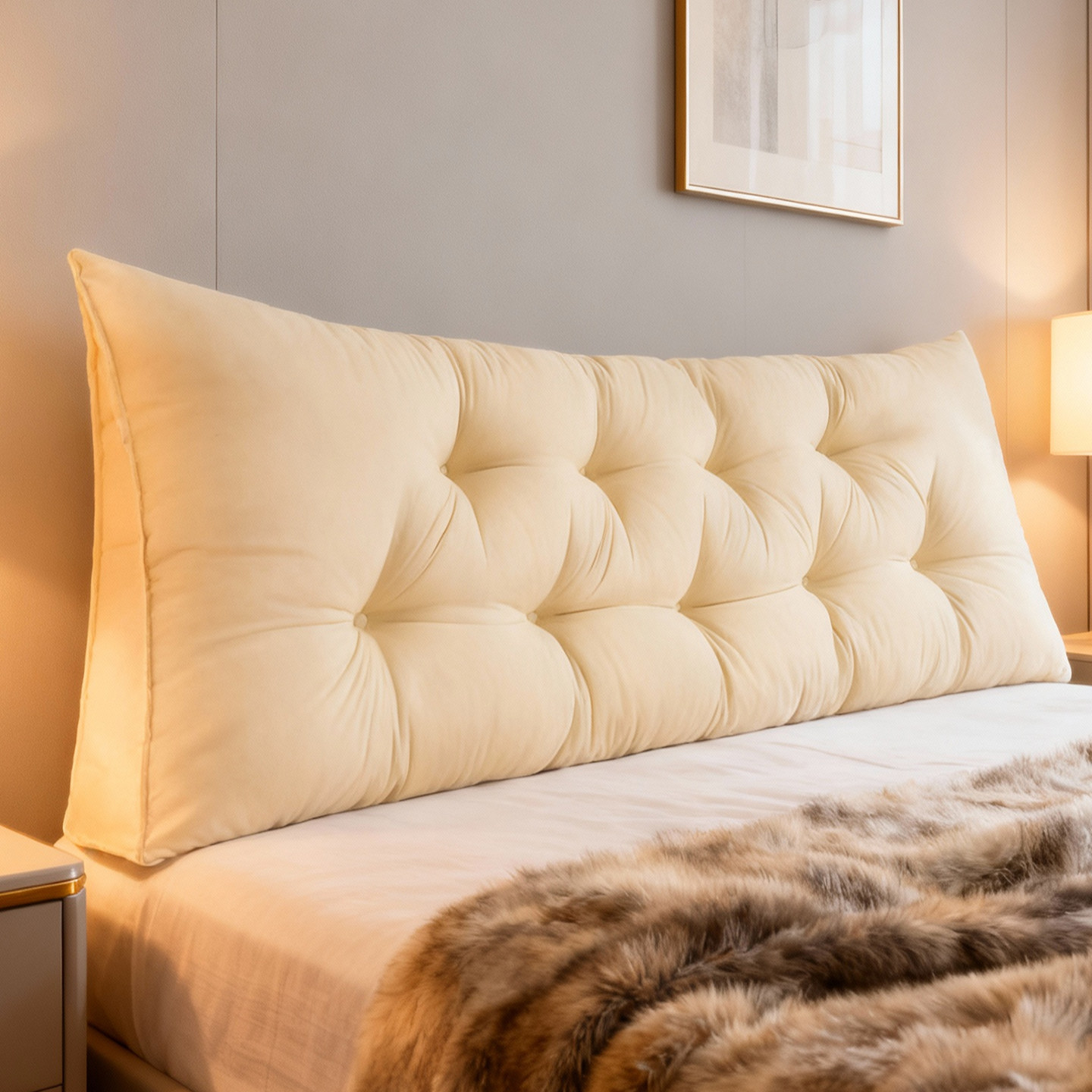 简约三角床头软包靠垫出租屋床上看书靠背榻榻米靠枕米黄免洗软垫,居家布艺,床头靠垫,淘宝优惠券,粉丝福利购,淘宝优惠卷