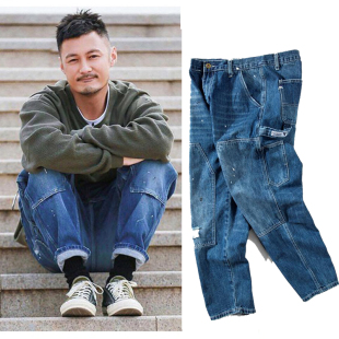 男装 男宽松百搭日系阔腿直筒裤 潮牌水洗牛仔长裤 余文乐MDNS新款