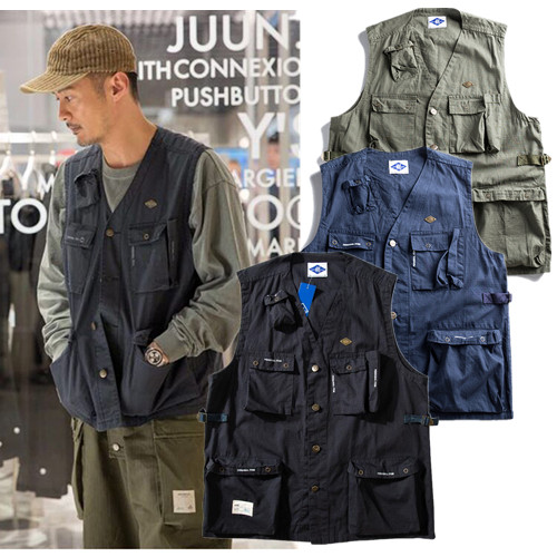 余文乐多口袋工装马甲男潮牌日系复古机车水洗无袖外套薄原创原创