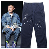 mdns余文乐工装 百搭潮牌日系原创港风 宽松休闲长裤 裤 泼墨男士