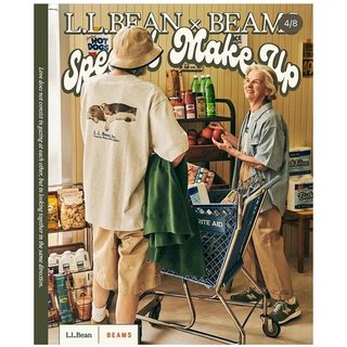 LLBEAN联名BEAMS日系复古动物印花短袖户外运动宽松T恤情侣23SS