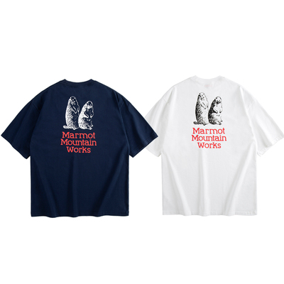 23SS BEAMS x MARMOT PRINT联名土拨鼠印花宽松休闲速干短袖T恤