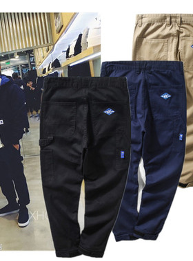 mdns休闲裤余文乐潮牌魔术贴小脚裤工装直筒复古男士百搭日系修身