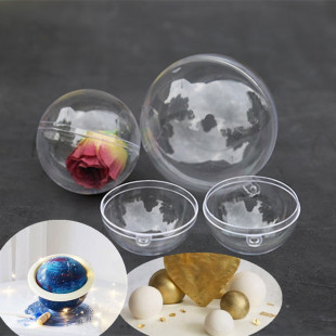 网红烘焙星球蛋糕空心圆球巧克力模具透明薄塑料球开合挂件球装饰