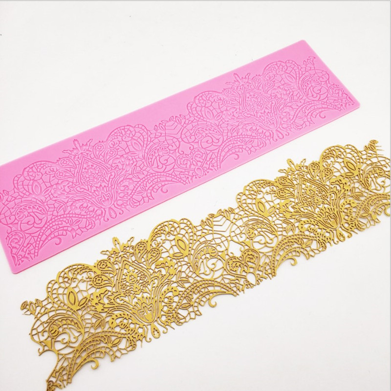 新款 复杂小花蕾丝花边模蛋糕围边装饰翻糖硅胶蕾丝模具 蕾丝垫