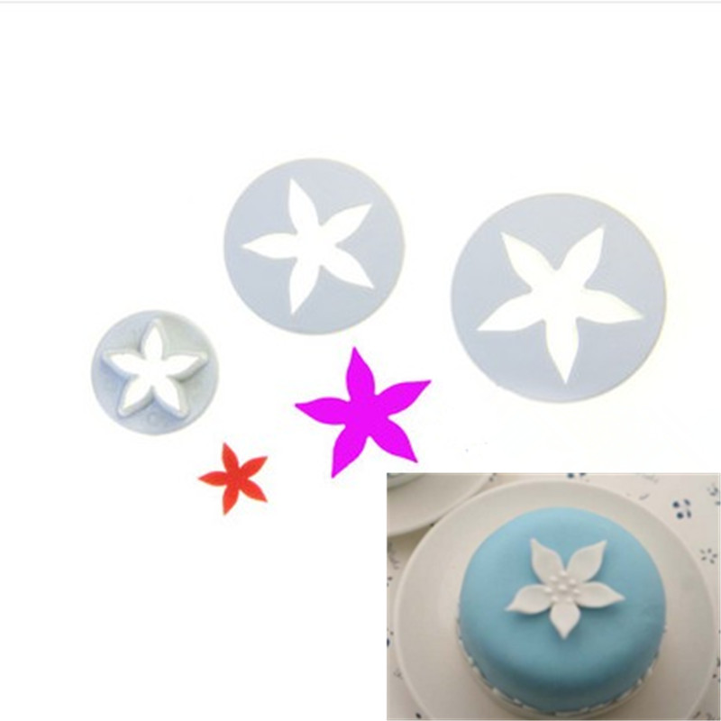 翻糖模具 3件套小五星花压模 叶子切模 印玫瑰花花萼根部烘焙