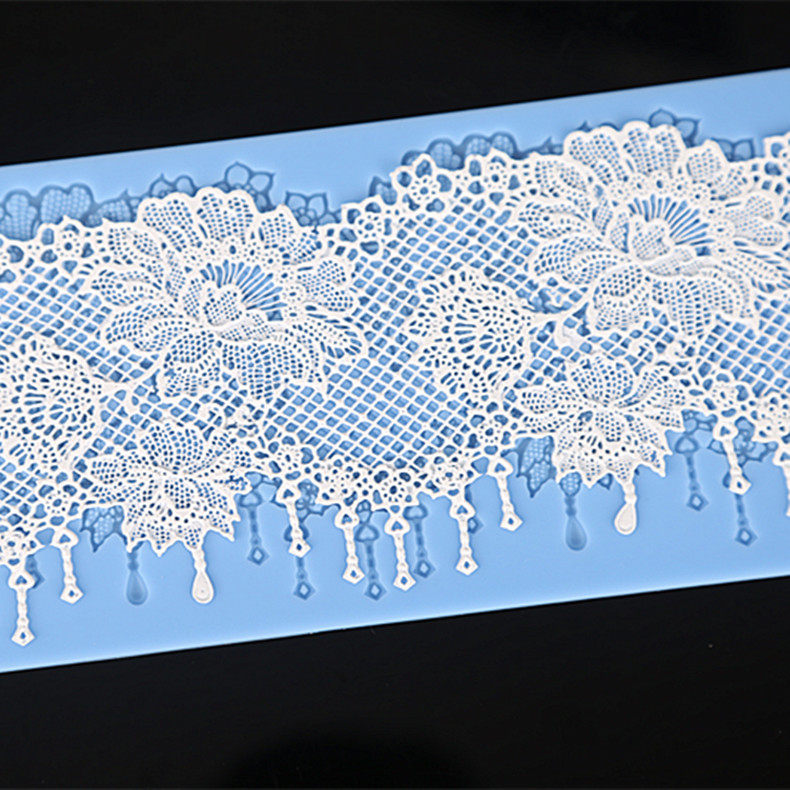 新款芍药花 小花翻糖蕾丝花边模具硅胶蕾丝模 蕾丝垫蛋糕围边装饰