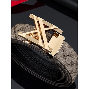 酷奇男士皮带2025新款年轻人潮流百搭男士牛皮腰带自动扣