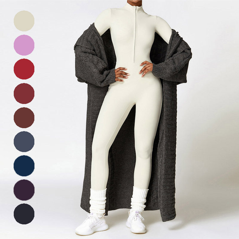 欧美加绒保暖连体瑜伽服女秋冬拉链长袖健身运动一体式连体紧身衣,运动/瑜伽/健身/球迷用品,瑜伽连体衣,淘宝优惠券,粉丝福利购,淘宝优惠卷