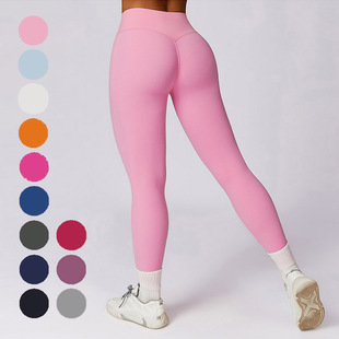 健身高弹长裤 女高腰提臀裸感跑步速干运动紧身裤 欧美云感瑜伽裤