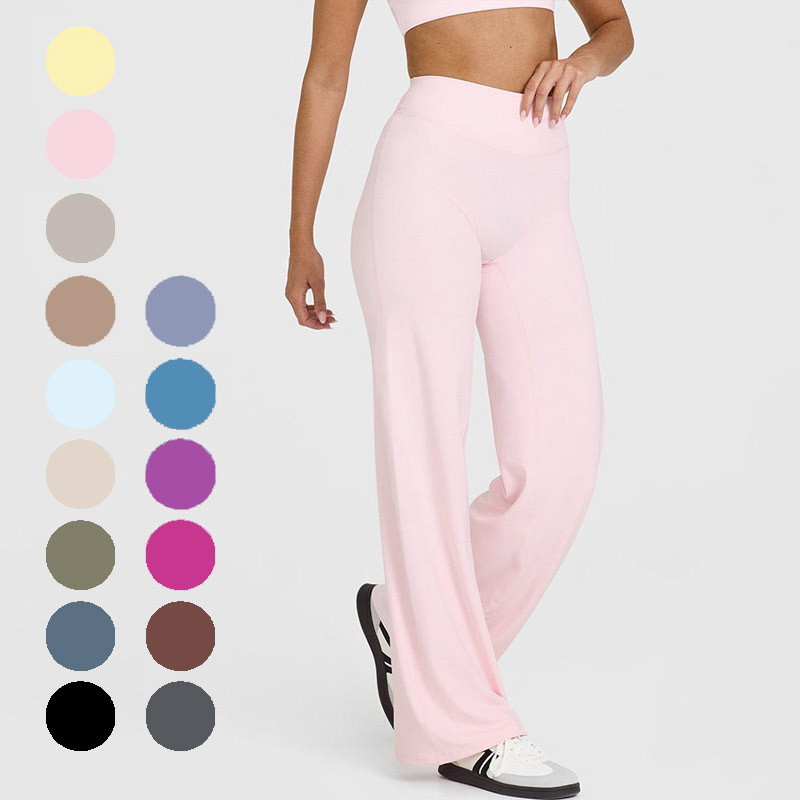 裸感宽松直筒裤瑜伽裤女显瘦高腰提臀透气速干运动阔腿裤健身长裤