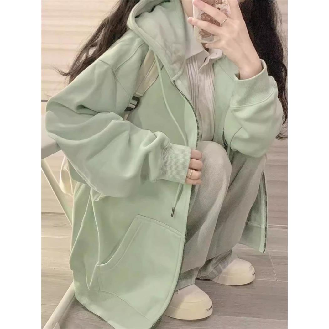纯色连帽卫衣女春秋overs