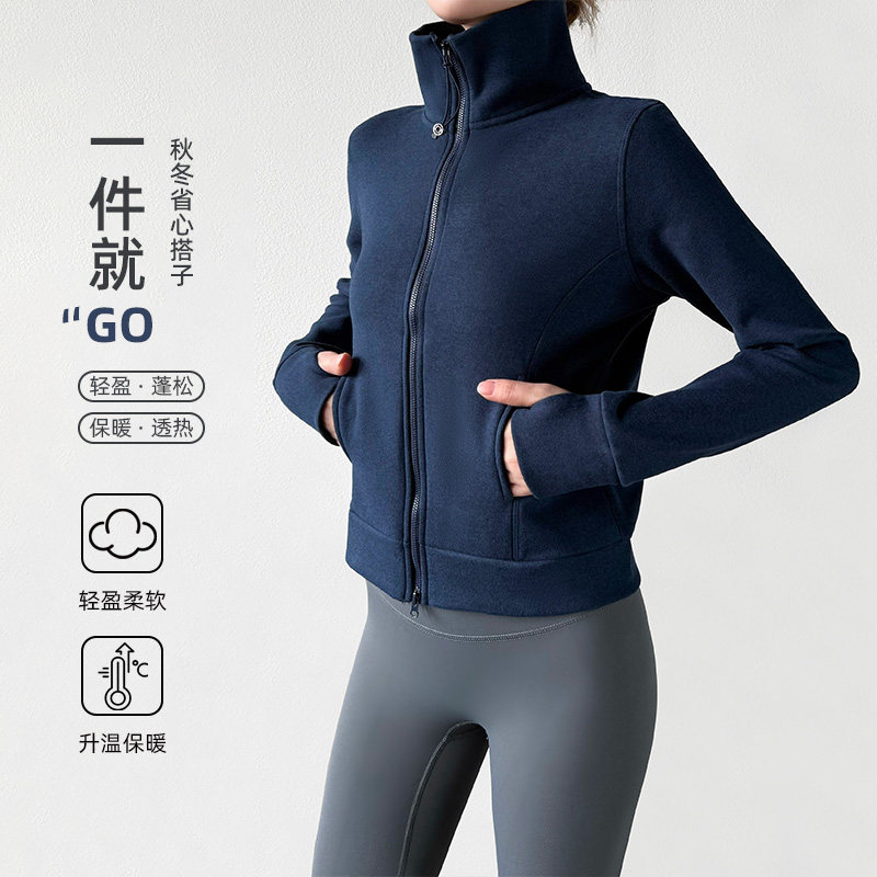 户外立领抓绒衣女秋冬季2026新款保暖双面磨毛内胆加厚显瘦短外套